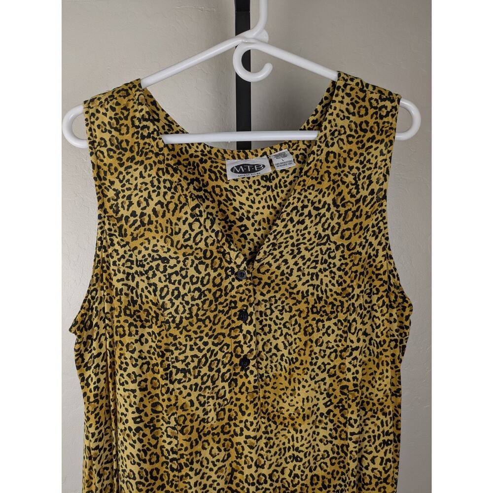 Vintage MTB Meant To Be Midi Length Rayon Sundress Cheetah Leopard Print - Picture 4 of 7
